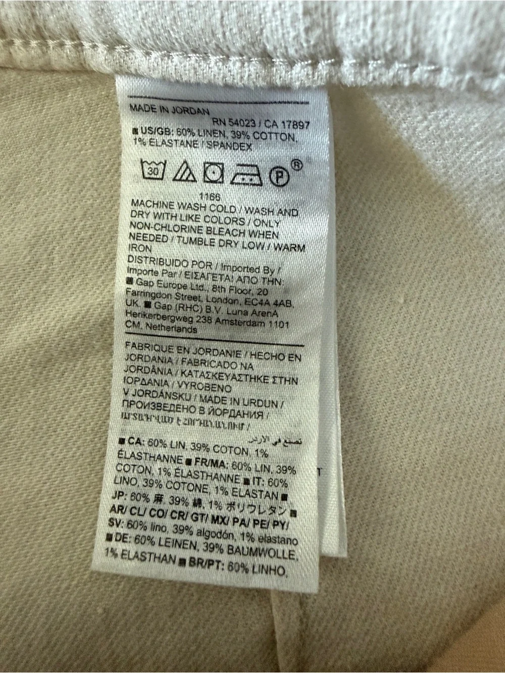 Banana Republic Cream Italian Linen Cotton Wide-Leg Jean